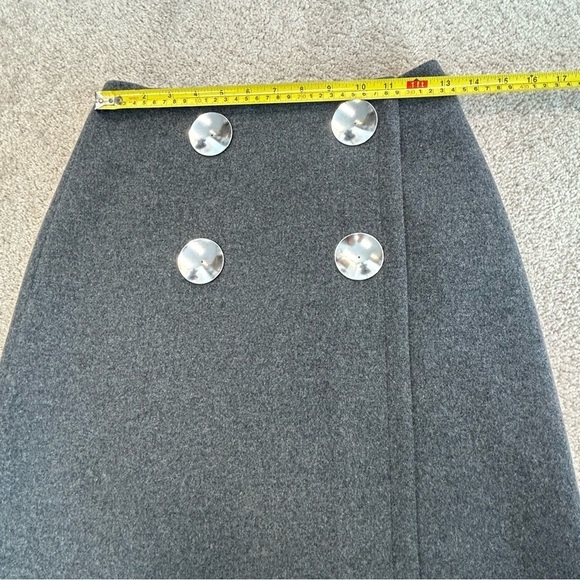 STELLA McCartney gray Pelier wrap front wool cashmere blend button skirt Sz 38 - Picture 13 of 15